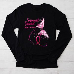 Breast Cancer Support Squad Pink Ribbon Butterfly Special Longsleeve Tee