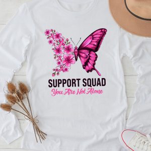 Breast Cancer Support Squad Pink Ribbon Butterfly Special Longsleeve Tee