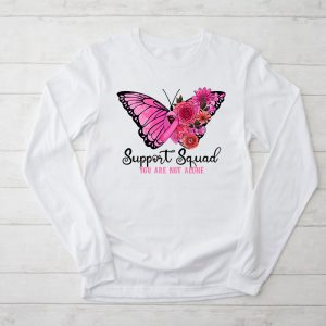 Support Squad Breast Cancer Awareness Pink Ribbon Butterfly Longsleeve Tee 2 5