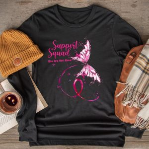 Support Squad Breast Cancer Awareness Pink Ribbon Butterfly Longsleeve Tee 2 8