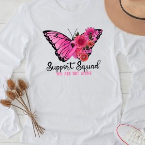 Breast Cancer Support Squad Pink Ribbon Butterfly Special Longsleeve Tee