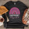 Support Squad Breast Cancer Awareness Survivor Pink Rainbow Longsleeve Tee