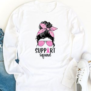 Support Squad Messy Bun Leopard Pink Breast Cancer Awareness Longsleeve Tee 1 4