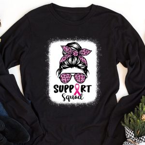 Support Squad Messy Bun Leopard Pink Breast Cancer Awareness Longsleeve Tee 1 7