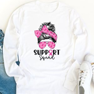 Support Squad Messy Bun Leopard Pink Breast Cancer Awareness Longsleeve Tee 1 8