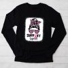 Support Squad Messy Bun Leopard Pink Breast Cancer Awareness Longsleeve Tee