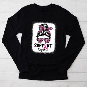 Breast Cancer Support Squad Messy Bun Leopard Pink Awareness Special Longsleeve Tee