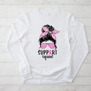 Support Squad Messy Bun Leopard Pink Breast Cancer Awareness Longsleeve Tee 2 4