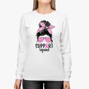 Support Squad Messy Bun Leopard Pink Breast Cancer Awareness Longsleeve Tee 3 4