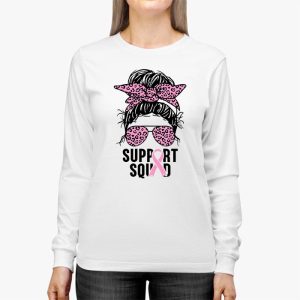 Support Squad Messy Bun Leopard Pink Breast Cancer Awareness Longsleeve Tee 3 5