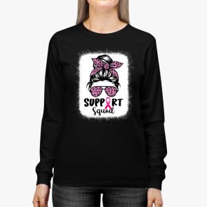 Support Squad Messy Bun Leopard Pink Breast Cancer Awareness Longsleeve Tee 3 7