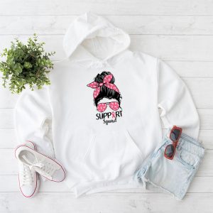 Support Squad Messy Bun Pink Warrior Breast Cancer Awareness Hoodie 1 2