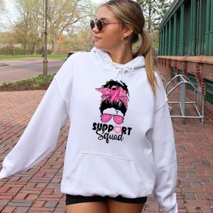 Support Squad Messy Bun Pink Warrior Breast Cancer Awareness Hoodie 2