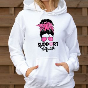 Support Squad Messy Bun Pink Warrior Breast Cancer Awareness Hoodie 3