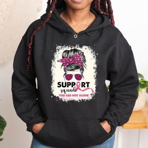 Support Squad Messy Bun Warrior Breast Cancer Awareness Hoodie 1