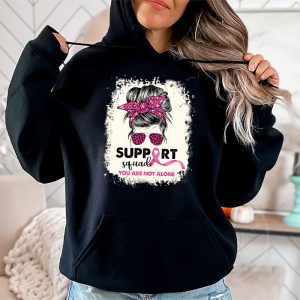 Support Squad Messy Bun Warrior Breast Cancer Awareness Hoodie 2