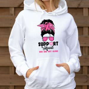 Support Squad Messy Bun Warrior Breast Cancer Awareness Hoodie 3 4