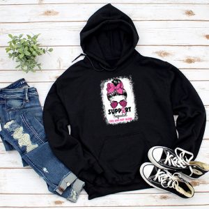 Support Squad Messy Bun Warrior Breast Cancer Awareness Hoodie