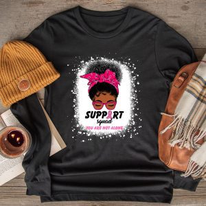 Support Squad Messy Bun Warrior Breast Cancer Awareness Longsleeve Tee 2 3