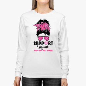 Support Squad Messy Bun Warrior Breast Cancer Awareness Longsleeve Tee 3 4