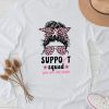 Support Squad Messy Bun Warrior Breast Cancer Awareness Longsleeve Tee