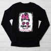 Support Squad Messy Bun Warrior Breast Cancer Awareness Longsleeve Tee