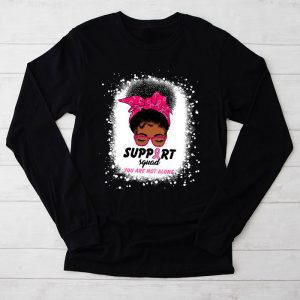 Support Squad Messy Bun Warrior Breast Cancer Awareness Longsleeve Tee
