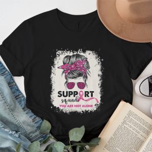 Support Squad Messy Bun Warrior Breast Cancer Awareness T Shirt 1