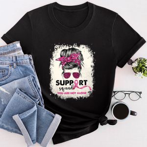 Support Squad Messy Bun Warrior Breast Cancer Awareness T-Shirt