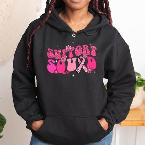 Support Squad Team Breast Cancer Awareness Retro Groovy Hoodie 1 3