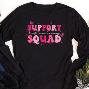 Support Squad Team Breast Cancer Awareness Retro Groovy Longsleeve Tee 1 2