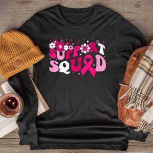 Support Squad Team Breast Cancer Awareness Retro Groovy Longsleeve Tee 2 3