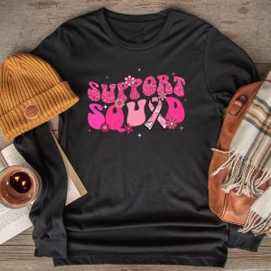 Support Squad Team Breast Cancer Awareness Retro Groovy Longsleeve Tee 2 4