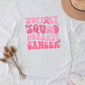 Support Squad Team Breast Cancer Awareness Retro Groovy Longsleeve Tee