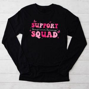 Breast Cancer Shirts Support Squad Retro Groovy Longsleeve Tee