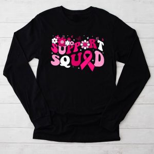 Support Squad Team Breast Cancer Awareness Retro Groovy Longsleeve Tee