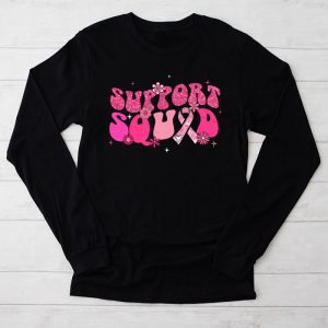 Breast Cancer Shirts Support Squad Retro Groovy Longsleeve Tee