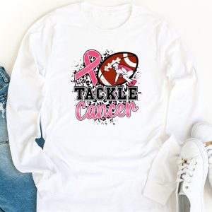 Tackle Breast Cancer Awareness Football Pink Ribbon Boys Kid Longsleeve Tee 1 3