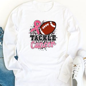 Tackle Breast Cancer Awareness Football Pink Ribbon Boys Kid Longsleeve Tee 1