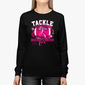 Tackle Breast Cancer Awareness Football Pink Ribbon Boys Kid Longsleeve Tee 2 1