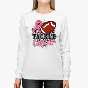 Tackle Breast Cancer Awareness Football Pink Ribbon Boys Kid Longsleeve Tee 2