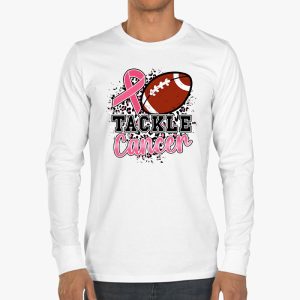 Tackle Breast Cancer Awareness Football Pink Ribbon Boys Kid Longsleeve Tee 3