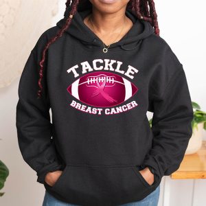 Tackle Football Pink Ribbon Breast Cancer Awareness Boys Kid Hoodie 1