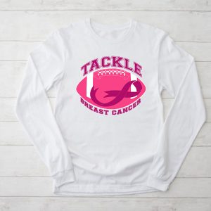 Tackle Football Pink Ribbon Breast Cancer Awareness Boys Kid Longsleeve Tee 2 1