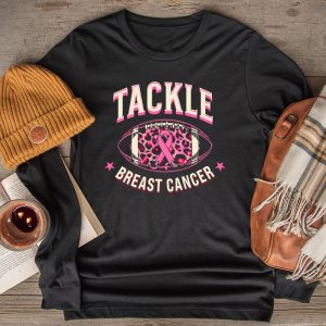 Tackle Football Pink Ribbon Breast Cancer Awareness Boys Kid Longsleeve Tee 2 2