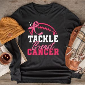 Tackle Football Pink Ribbon Breast Cancer Awareness Boys Kid Longsleeve Tee 2 3