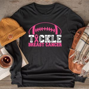 Tackle Football Pink Ribbon Breast Cancer Awareness Boys Kid Longsleeve Tee 2 4