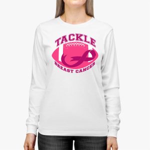 Tackle Football Pink Ribbon Breast Cancer Awareness Boys Kid Longsleeve Tee 3 1