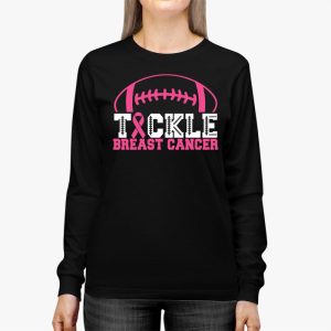 Tackle Football Pink Ribbon Breast Cancer Awareness Boys Kid Longsleeve Tee 3 4