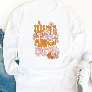 Take Me To The Pumpkin Patch Autumn Fall Thanksgiving Retro Longsleeve Tee 1